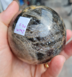 Zwarte Maansteen - Edelsteen Bol - no.3 - 6,8 cm