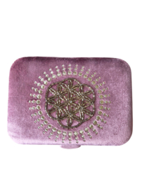 Sieraden Tarot Doos Bloem des Levens Oudroze Fluweel 16 cm