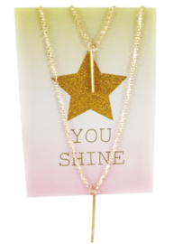 Ketting op cadeaukaart met envelop - You Shine