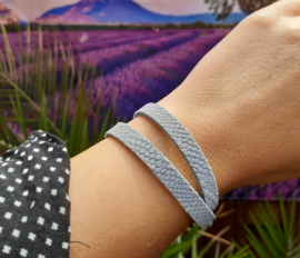 Armband Wikkelarmband suède - Lichtblauw - Tressia - python print