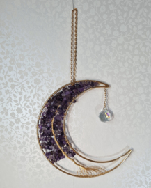Suncatcher Maan met Amethist Levensboom