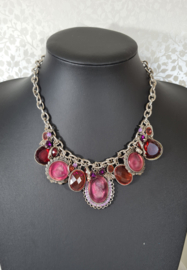 Ketting Camee Bedels roze rood