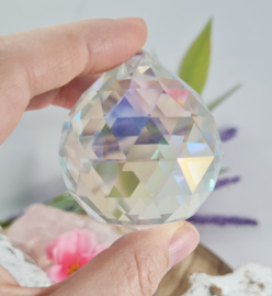 Regenboog kristal - bol - donker parelmoer- AAA kwaliteit - 4 cm