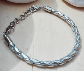 Armband - Ibiza - zilver smal rond gevlochten