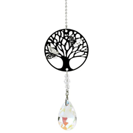 Kristal - Tree of life - druppel hanger / wit - 29 cm