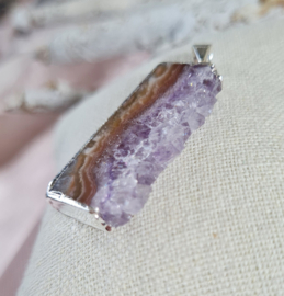 Edelsteen Hanger Amethist Slice Verzilverd