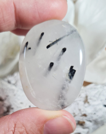 Toermalijn in Kwarts Platte Steen 4 cm no.3 Edelsteen