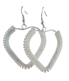 Oorbellen - Hart - spiraal - 6 cm - zilverkleur