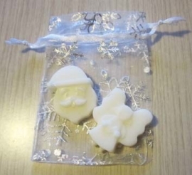 Eco Soy Wax melts - engel & kerstman in organza zakje