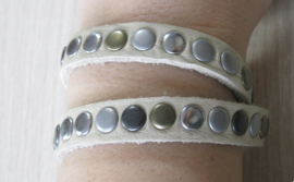 Armband - Tenzy - studs - creme - meubel - 7mm