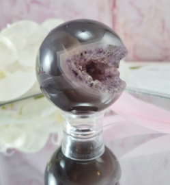 Agate with Amethyst Druzy Crystal Sphere - 6,2 cm
