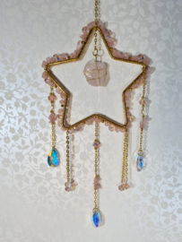 Raamhanger Suncatcher Ster met Rozenkwarts 12 cm