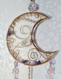 Raamhanger Suncatcher Halve Maan met Amethist