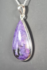 Charoiet Druppel Edelsteen Hanger in 925 Sterling Zilver 4,3 cm