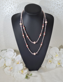 Parelketting gelaagd roze