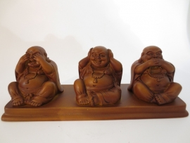 Buddhabeeld houtkleurig horen zien zwijgen