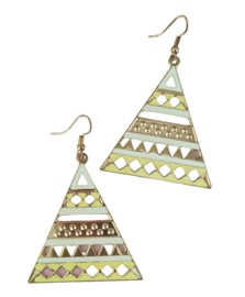 Oorbellen Triangel 7 cm geel