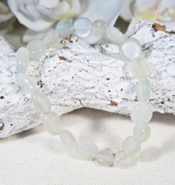 Edelsteen Armband Maansteen Wit Trommelsteen 6-8 mm