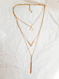 Ketting - 3 lagen - geometrisch - gold plated