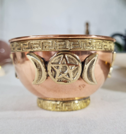 Offerschaal Tibetaanse wierookbrander Drievoudige Maan koper