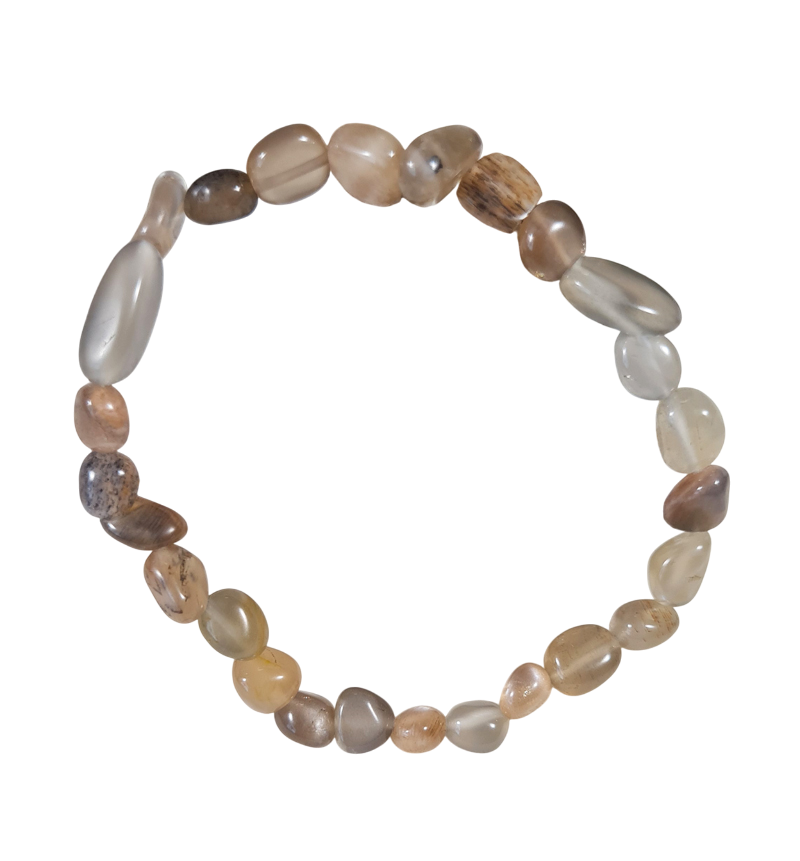 Edelsteen Armband Maansteen donker Trommelsteen 6-8 mm