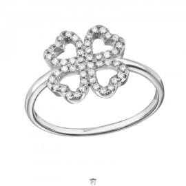 Ring - Lucky Clover - Zirconia - 925 Sterling Silver - size 7