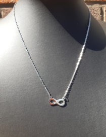 Sieraden Set Infinity - met stras -  ketting met oorbellen - RVS