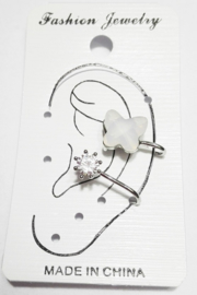 Oorbel Earcuff Vlinder roze wit stras