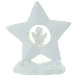 Beeld - Cherubijn zittend in een ster op een wolk  - 7,5cm