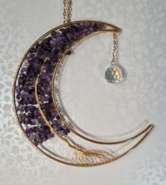 Suncatcher Maan met Amethist Levensboom