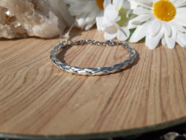 Armband - Ibiza - zilver smal rond gevlochten