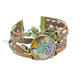 Armband - Cabochon - Levensboom  - pastel