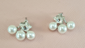 Oorbellen Pearls & Star 2cm zilverkleur