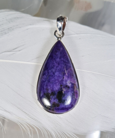 Charoiet Druppel Edelsteen Hanger in 925 Sterling Zilver 4,3 cm