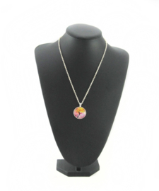 Ketting - Cabochon - Levensboom - oranje - paars nr.2