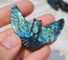 Uil Vliegend Labradoriet Carving - 5 cm