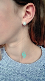 Oorbellen - Leaf & Pearl - Ear Threader