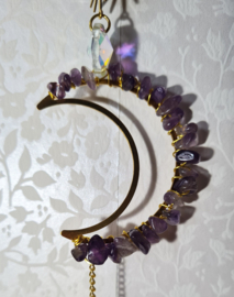 Raamhanger Suncatcher met Amethist Maan en Kristallen Bol