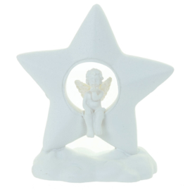 Beeld - Cherubijn zittend in een ster op een wolk  - 7,5cm