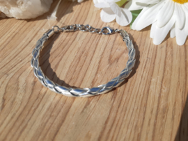 Armband - Ibiza - zilver smal rond gevlochten