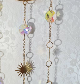 Raamhanger Suncatcher Maan Roze Maansteen 8 x 37 cm