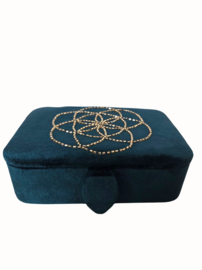 Sieraden Tarot Doos Zaad des Levens Blauw Fluweel 16 cm