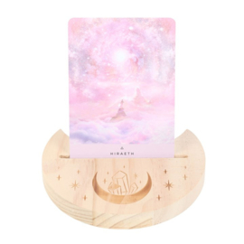 Tarotkaart standaard Halve Maan en kristallen Hout 14 cm