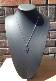 Sieraden Set Hamsa hand - ketting met oorbellen - RVS