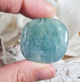 Fluoriet Platte Steen 3,5 cm no.6 Blauw