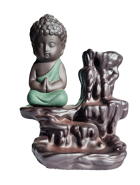 Backflow Wierookhouder Waterval met Boeddha - 12 cm