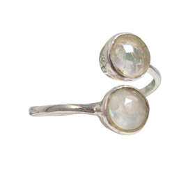 Edelsteen Ring Maansteen Rond 925 Sterling Zilver - Maat 17