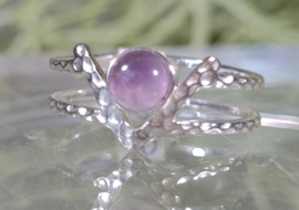 Ring - Double line - Silver - size 7 - Amethyst