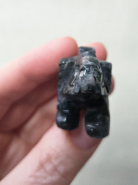 Olifant Groene Mosagaat Edelsteen Carving 4 cm - Geluk en Kracht