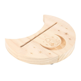 Tarotkaart standaard Halve Maan en kristallen Hout 14 cm